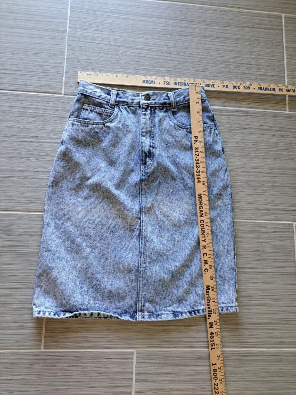 Vintage 80's Denim Skirt Sergio Diamond Stone Wash High Waist Cotton Womens 26" - Picture 3 of 7
